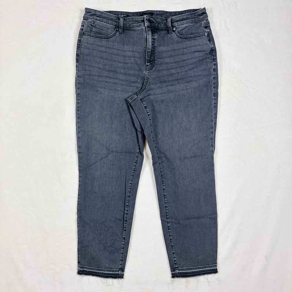 Talbots Slim Ankle Jeans‎ Women 16 Grey Excellent Curvy Raw Hem Willow Wash